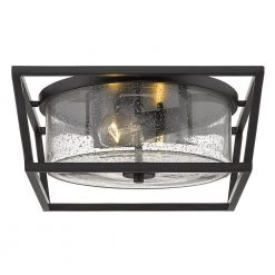 Mercer 14 in. Matte Black with Matte Black Accents and Seeded Glass Flush Mount by Golden Lighting 7 Mercer 14 in. Matte Black with Matte Black Accents and Seeded Glass Flush Mount by Golden Lighting -Golden Lighting Shop matte black golden lighting flush mount lights 4309 fm blk blk sd c3 1000