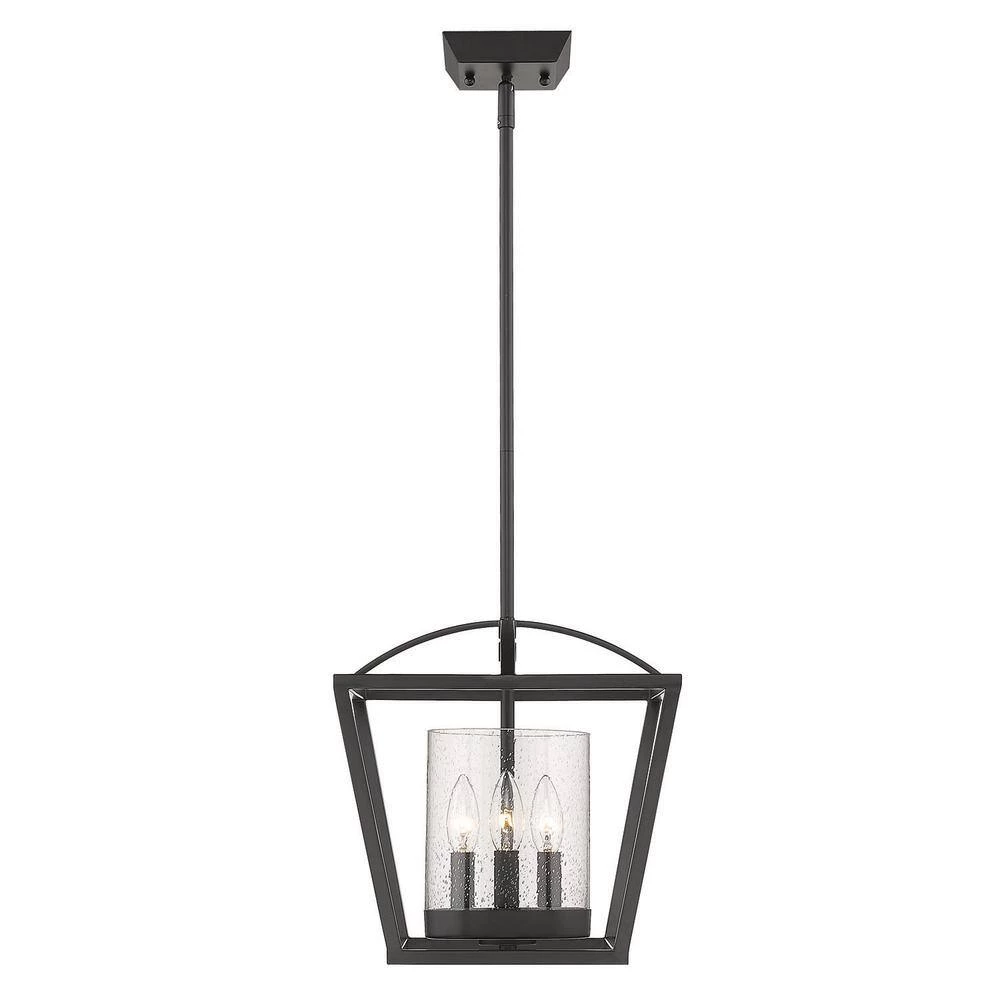 Mercer 12 in. 3-Light Matte Black Semi-Flush Mount by Golden Lighting 7 Mercer 12 in. 3-Light Matte Black Semi-Flush Mount by Golden Lighting - Image 5