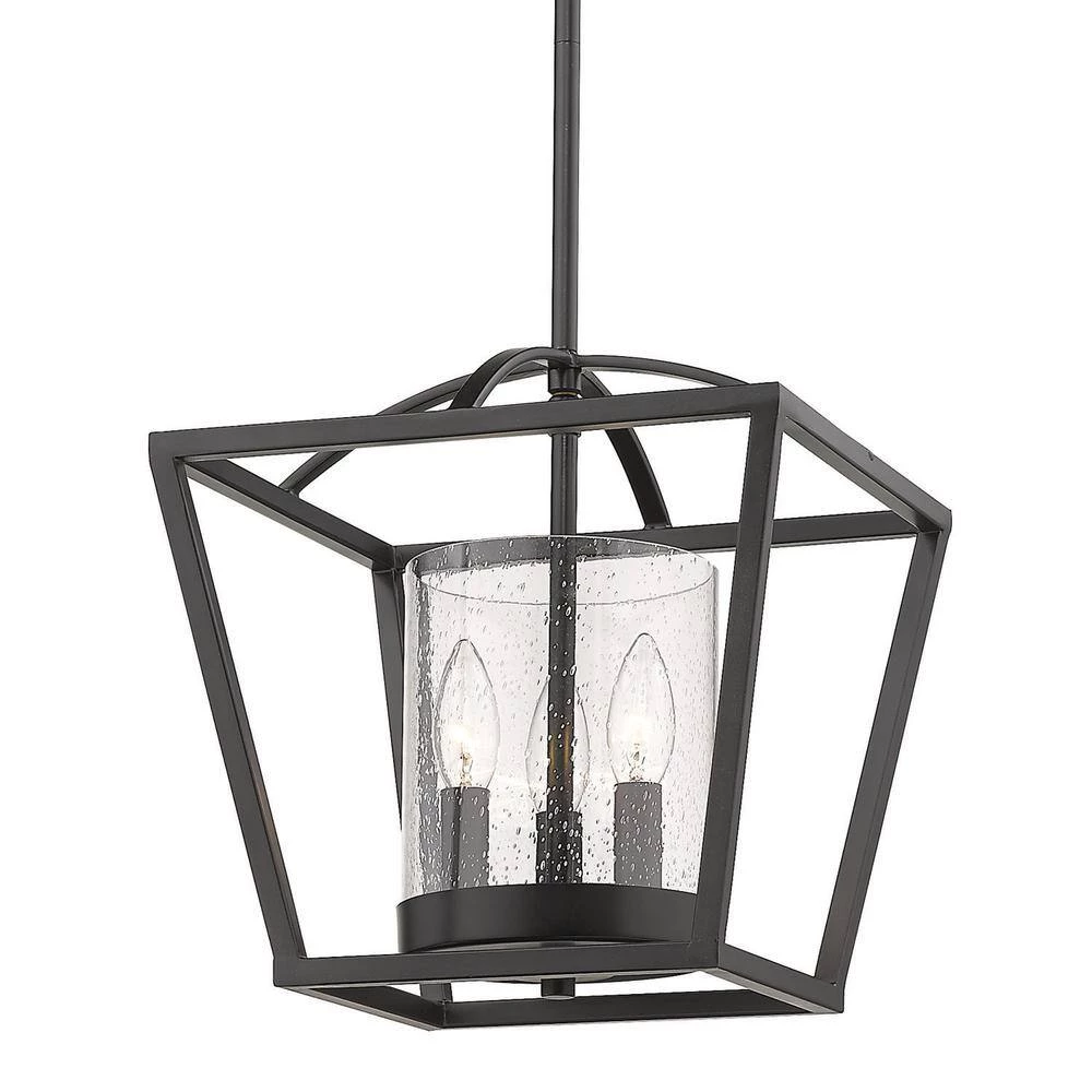 Mercer 12 in. 3-Light Matte Black Semi-Flush Mount by Golden Lighting 6 Mercer 12 in. 3-Light Matte Black Semi-Flush Mount by Golden Lighting - Image 4