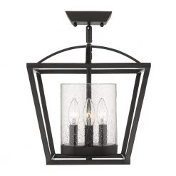 Mercer 12 in. 3-Light Matte Black Semi-Flush Mount by Golden Lighting 10 Mercer 12 in. 3-Light Matte Black Semi-Flush Mount by Golden Lighting -Golden Lighting Shop matte black golden lighting flush mount lights 4309 sf blk blk sd c3 1000