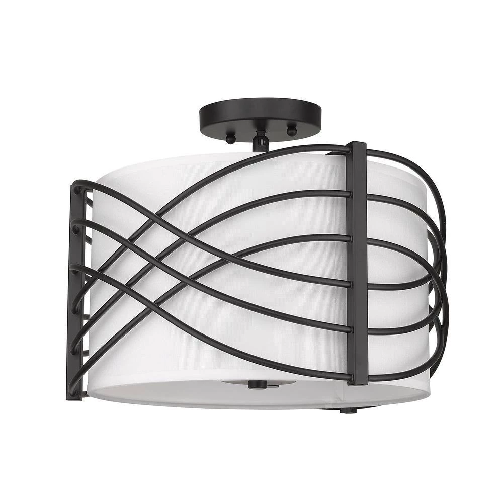 Zara 14 in. 3-Light Matte Black Semi-Flush Mount by Golden Lighting 5 Zara 14 in. 3-Light Matte Black Semi-Flush Mount by Golden Lighting - Image 3