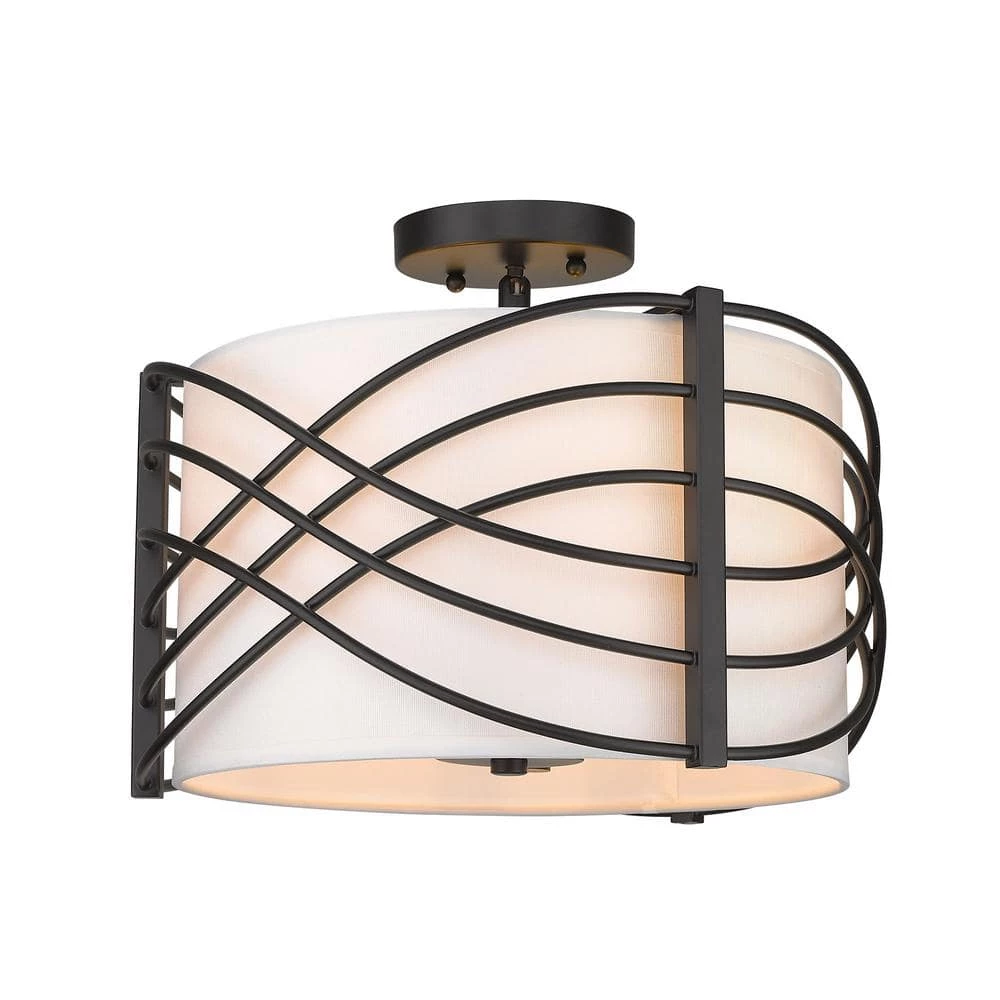 Zara 14 in. 3-Light Matte Black Semi-Flush Mount by Golden Lighting 3 Zara 14 in. 3-Light Matte Black Semi-Flush Mount by Golden Lighting