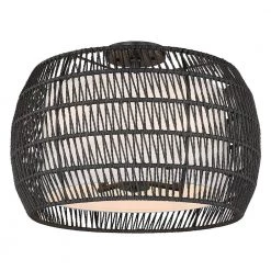 Everly 19 in. 4-Light Matte Black Semi-Flush Mount with Black Rattan Shade by Golden Lighting