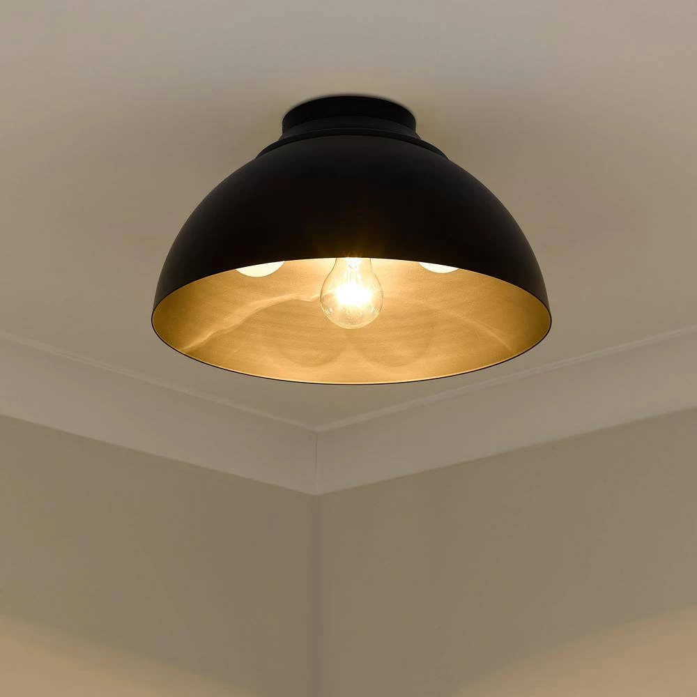 Zoey 13.75 in. 3-Light Matte Black Flush Mount by Golden Lighting 6 Zoey 13.75 in. 3-Light Matte Black Flush Mount by Golden Lighting - Image 4