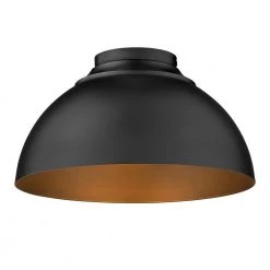 Zoey 13.75 in. 3-Light Matte Black Flush Mount by Golden Lighting
