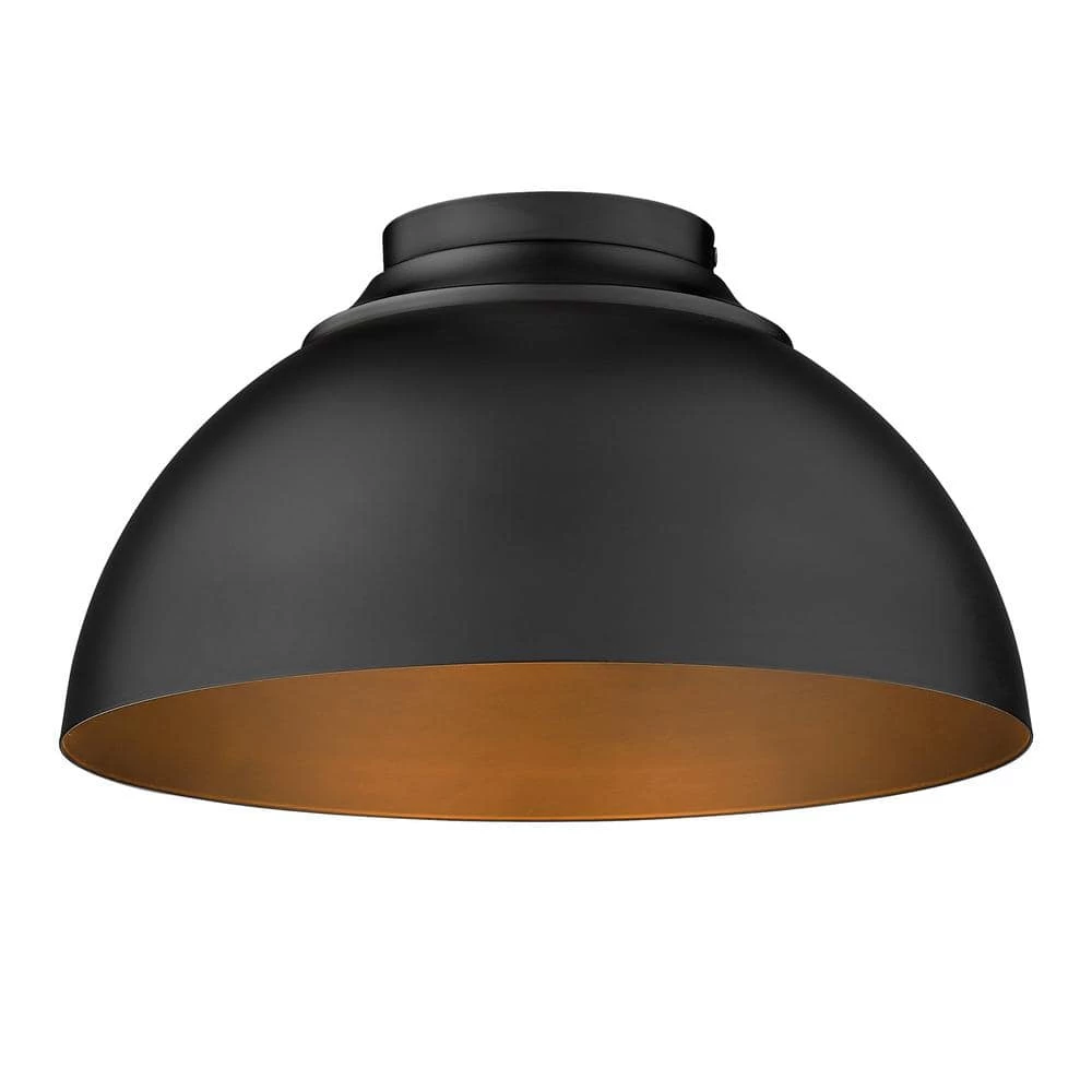 Zoey 13.75 in. 3-Light Matte Black Flush Mount by Golden Lighting 3 Zoey 13.75 in. 3-Light Matte Black Flush Mount by Golden Lighting