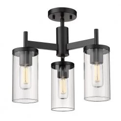 Winslett 16.5 in. 3-Light Matte Black Semi-Flush Mount by Golden Lighting