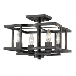 Bellare 13 in. 4-Light Matte Black Semi-Flush Mount by Golden Lighting