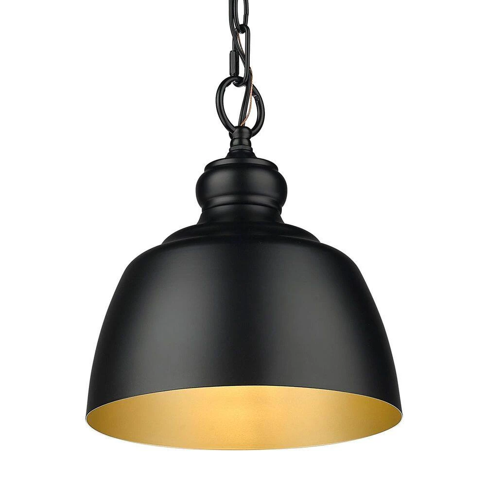 Holmes 1-Light Matte Black Mini Pendant with Matte Black Shade by Golden Lighting 6 Holmes 1-Light Matte Black Mini Pendant with Matte Black Shade by Golden Lighting - Image 4
