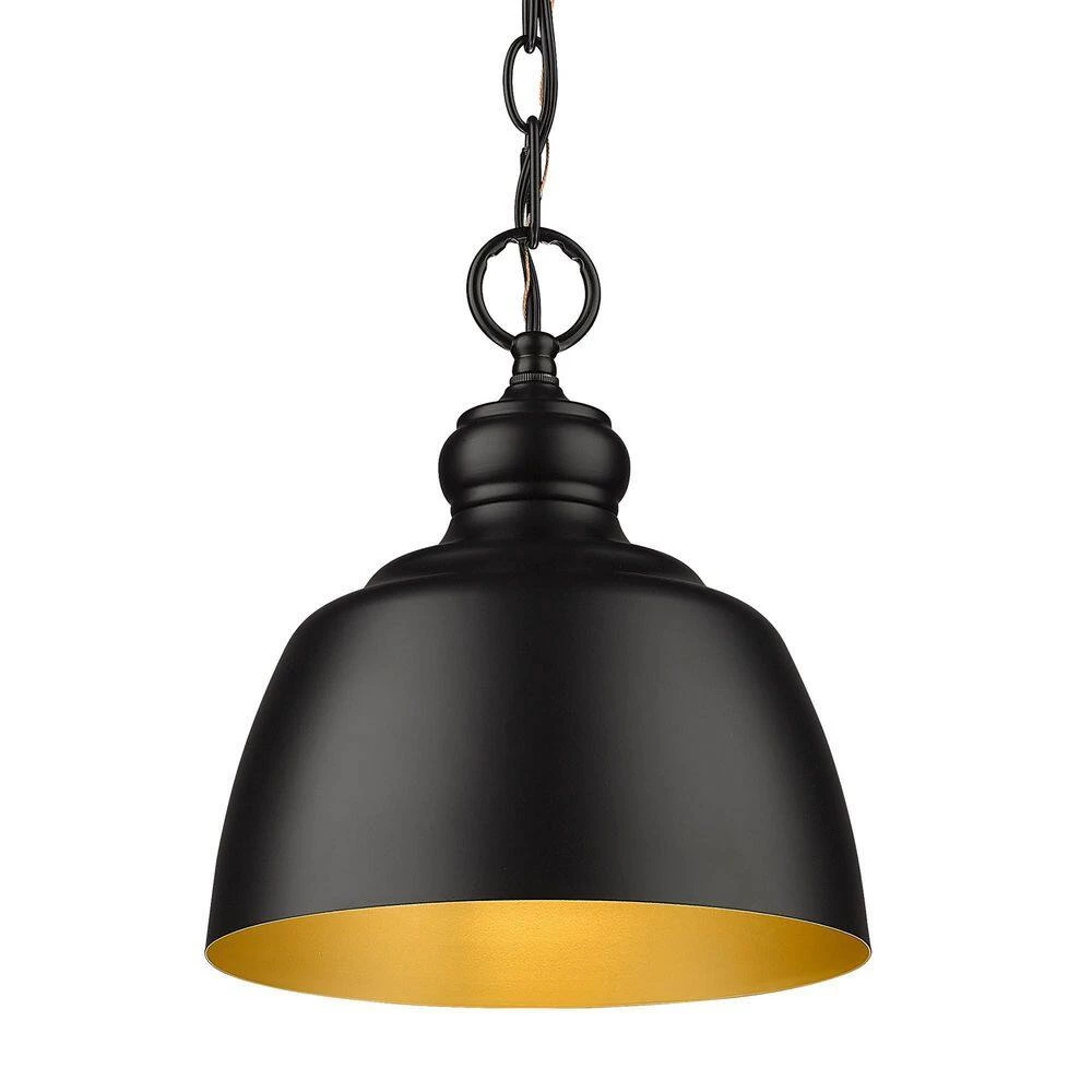 Holmes 1-Light Matte Black Mini Pendant with Matte Black Shade by Golden Lighting 5 Holmes 1-Light Matte Black Mini Pendant with Matte Black Shade by Golden Lighting - Image 3