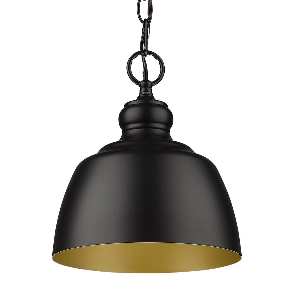 Holmes 1-Light Matte Black Mini Pendant with Matte Black Shade by Golden Lighting 3 Holmes 1-Light Matte Black Mini Pendant with Matte Black Shade by Golden Lighting