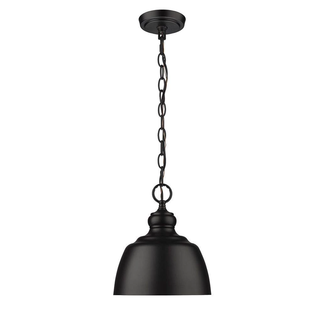 Holmes 1-Light Matte Black Mini Pendant with Matte Black Shade by Golden Lighting 4 Holmes 1-Light Matte Black Mini Pendant with Matte Black Shade by Golden Lighting - Image 2