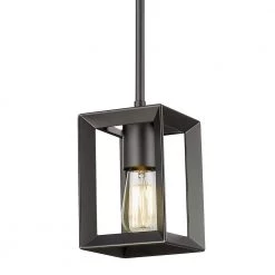 Smyth 1-Light Matte Black Mini Pendant with Glass Shade by Golden Lighting