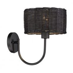 Erma 1-Light Matte Black Wall Sconce with Black Wicker Shade by Golden Lighting 11 Erma 1-Light Matte Black Wall Sconce with Black Wicker Shade by Golden Lighting -Golden Lighting Shop matte black golden lighting vanity lighting 1084 1w blk bw 44 1000