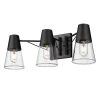 Ryker 25.375 in. 3-Light Matte Black Vanity Light with Clear Glass Sade by Golden Lighting 1 Ryker 25.375 in. 3-Light Matte Black Vanity Light with Clear Glass Sade by Golden Lighting -Golden Lighting Shop matte black golden lighting vanity lighting 2124 ba3 blk clr 64 1000