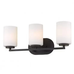 Manhattan Matte Black 3-Light Bath Vanity by Golden Lighting