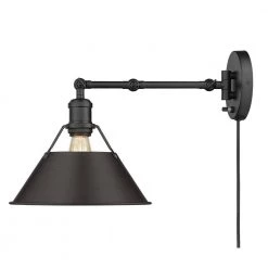 Orwell 9 in. Matte Black Sconce by Golden Lighting 9 Orwell 9 in. Matte Black Sconce by Golden Lighting -Golden Lighting Shop matte black golden lighting vanity lighting 3306 a1w blk rbz c3 1000