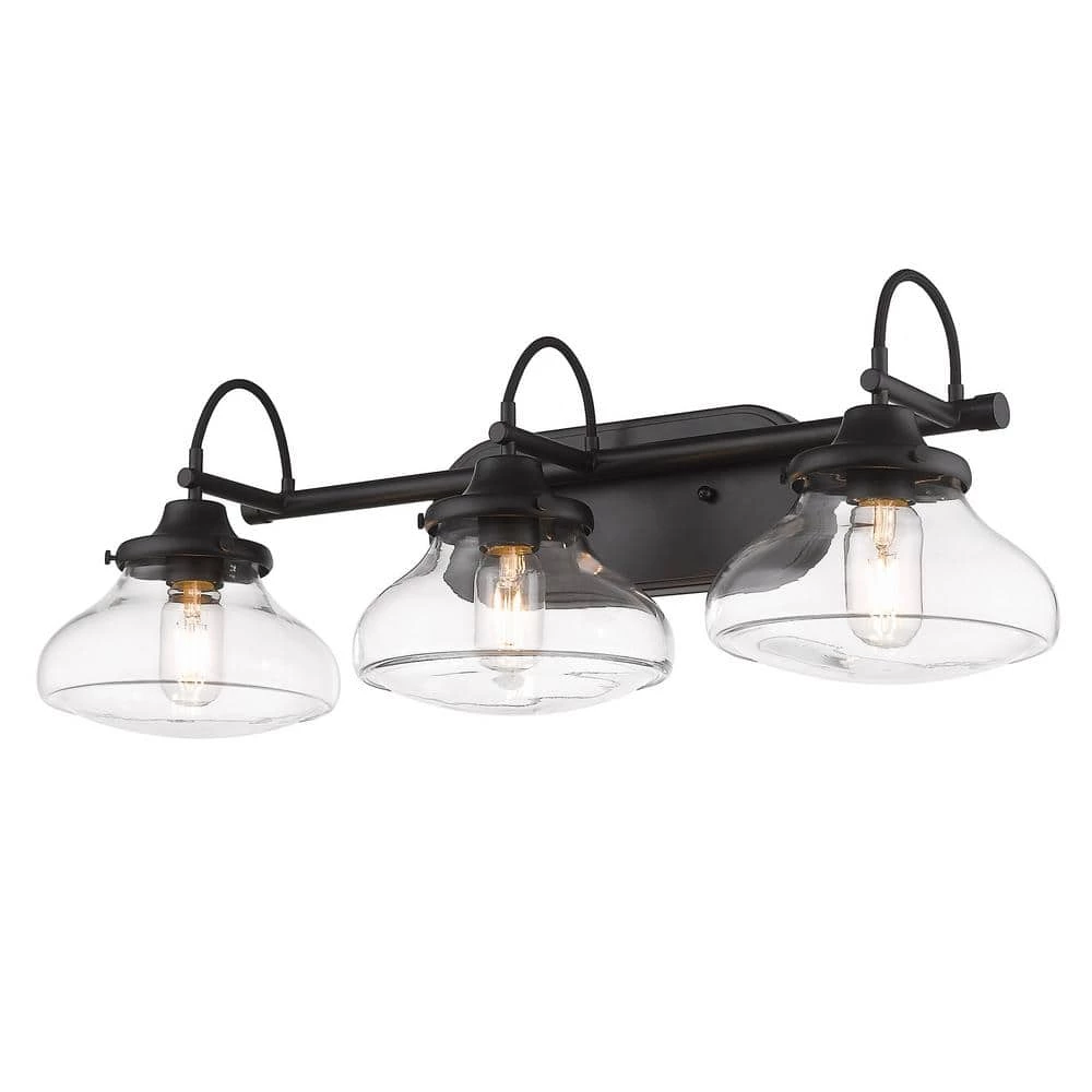 Nash 28.5 in. 3-Light Matte Black Vanity Light by Golden Lighting 3 Nash 28.5 in. 3-Light Matte Black Vanity Light by Golden Lighting