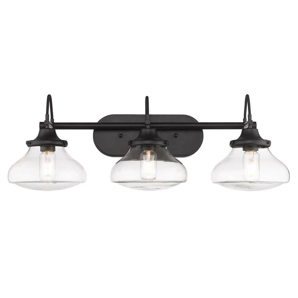 Nash 28.5 in. 3-Light Matte Black Vanity Light by Golden Lighting 4 Nash 28.5 in. 3-Light Matte Black Vanity Light by Golden Lighting - Image 2