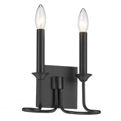 Karson 2 Light Matte Black Wall Sconce by Golden Lighting 12 Karson 2 Light Matte Black Wall Sconce by Golden Lighting -Golden Lighting Shop matte black golden lighting vanity lighting 3512 wsc blk 1f 1000