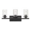 Mercer 3-Light Bath Vanity in Matte Black with Matte Black Accents and Seeded Glass by Golden Lighting