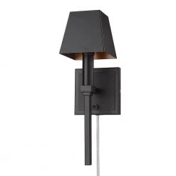 Messina 15 in. Matte Black Sconce by Golden Lighting