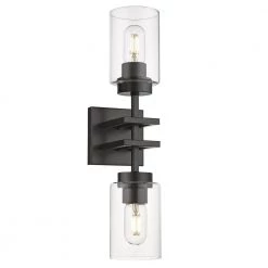Tribeca 2-Light Matte Black Wall Sconce by Golden Lighting -Golden Lighting Shop matte black golden lighting vanity lighting 6070 2w blk blk 44 1000