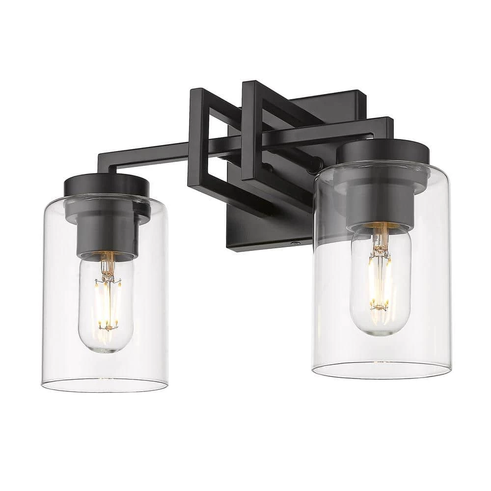 Tribeca 13.5 in. 2-Lights Matte Black Vanity Light by Golden Lighting 6 Tribeca 13.5 in. 2-Lights Matte Black Vanity Light by Golden Lighting - Image 4
