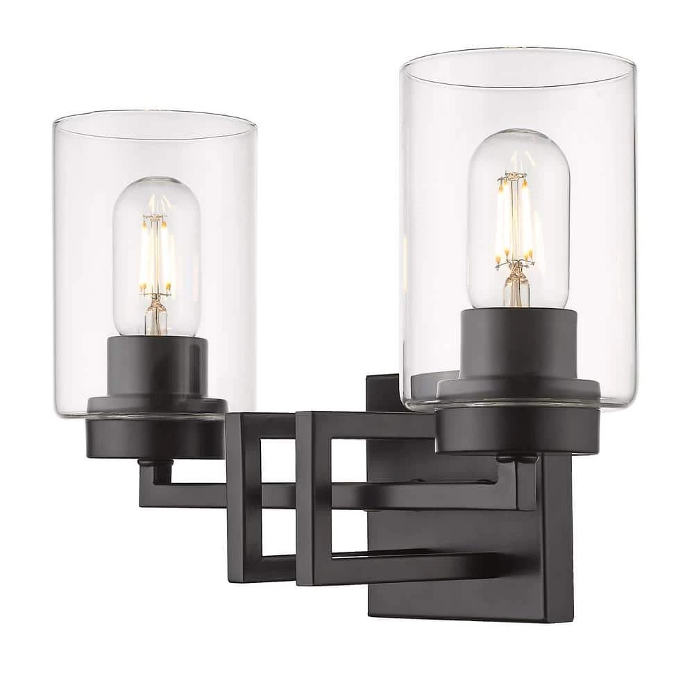 Tribeca 13.5 in. 2-Lights Matte Black Vanity Light by Golden Lighting 5 Tribeca 13.5 in. 2-Lights Matte Black Vanity Light by Golden Lighting - Image 3