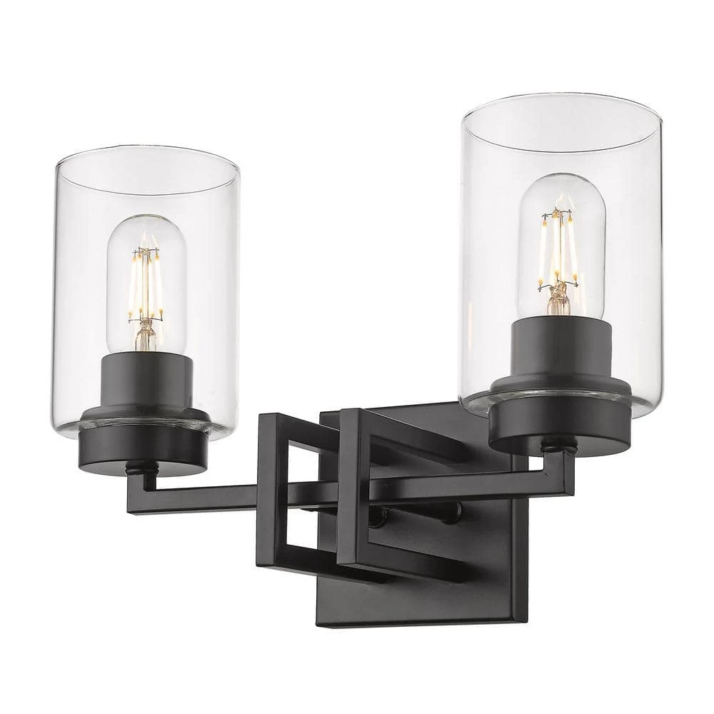 Tribeca 13.5 in. 2-Lights Matte Black Vanity Light by Golden Lighting 3 Tribeca 13.5 in. 2-Lights Matte Black Vanity Light by Golden Lighting