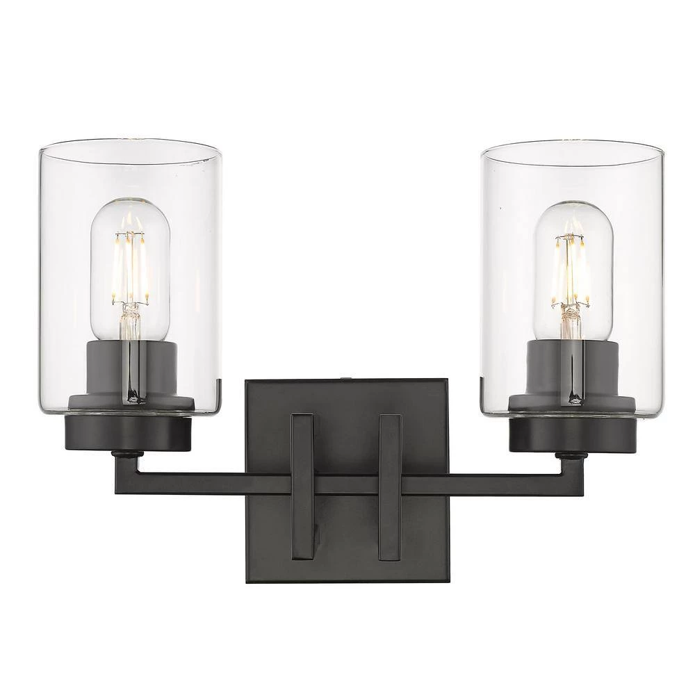 Tribeca 13.5 in. 2-Lights Matte Black Vanity Light by Golden Lighting 4 Tribeca 13.5 in. 2-Lights Matte Black Vanity Light by Golden Lighting - Image 2