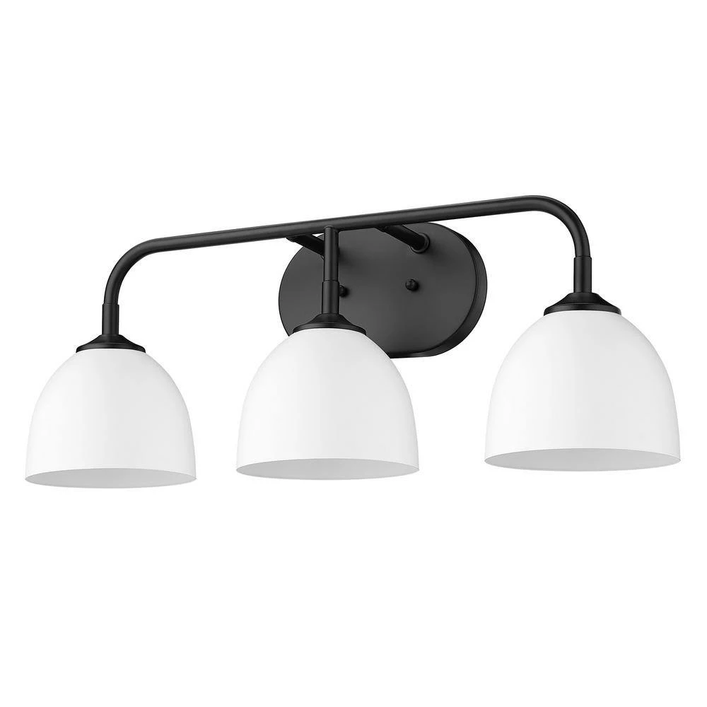 Zoey 8 in. 3-Light Matte Black Vanity Light by Golden Lighting 5 Zoey 8 in. 3-Light Matte Black Vanity Light by Golden Lighting - Image 3