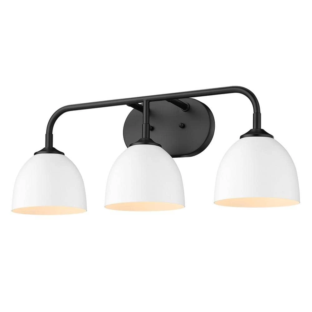 Zoey 8 in. 3-Light Matte Black Vanity Light by Golden Lighting 3 Zoey 8 in. 3-Light Matte Black Vanity Light by Golden Lighting