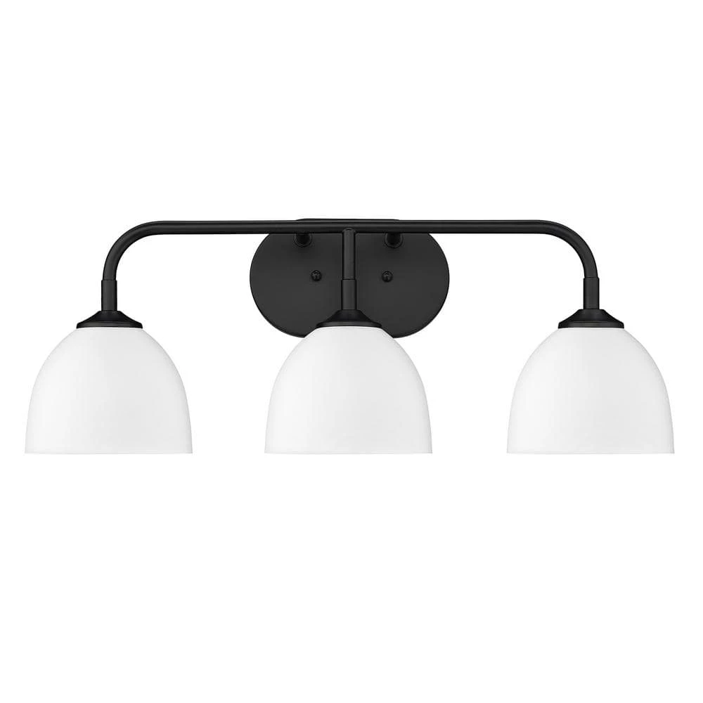 Zoey 8 in. 3-Light Matte Black Vanity Light by Golden Lighting 4 Zoey 8 in. 3-Light Matte Black Vanity Light by Golden Lighting - Image 2