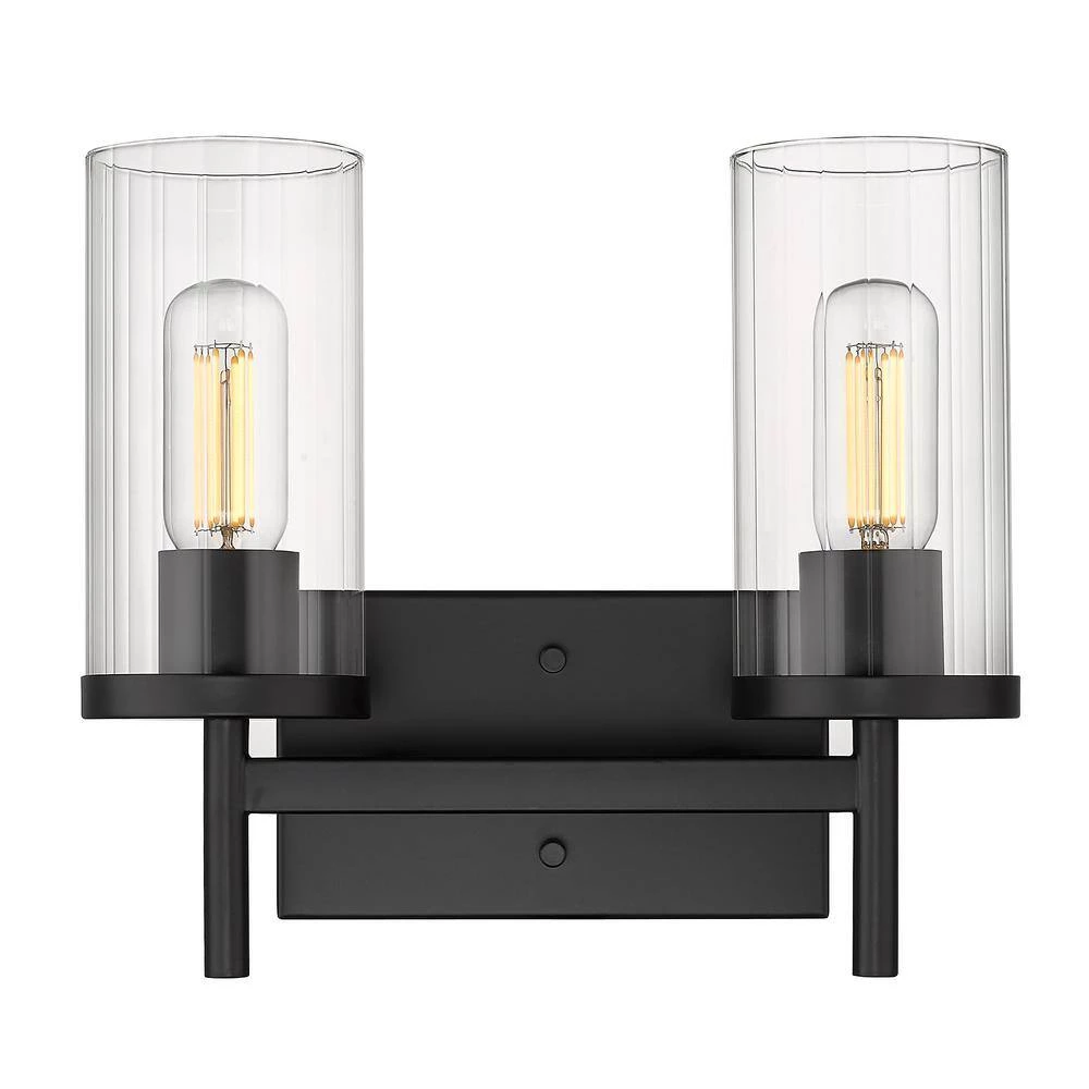 Winslett 8 in. 2-Light Matte Black Vanity Light by Golden Lighting 4 Winslett 8 in. 2-Light Matte Black Vanity Light by Golden Lighting - Image 2