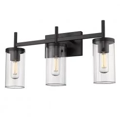 Winslett 8 in. 3-Light Matte Black Vanity Light by Golden Lighting -Golden Lighting Shop matte black golden lighting vanity lighting 7011 ba3 blk clr 4f 1000