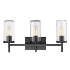 Winslett 8 in. 3-Light Matte Black Vanity Light by Golden Lighting -Golden Lighting Shop matte black golden lighting vanity lighting 7011 ba3 blk clr c3 1000