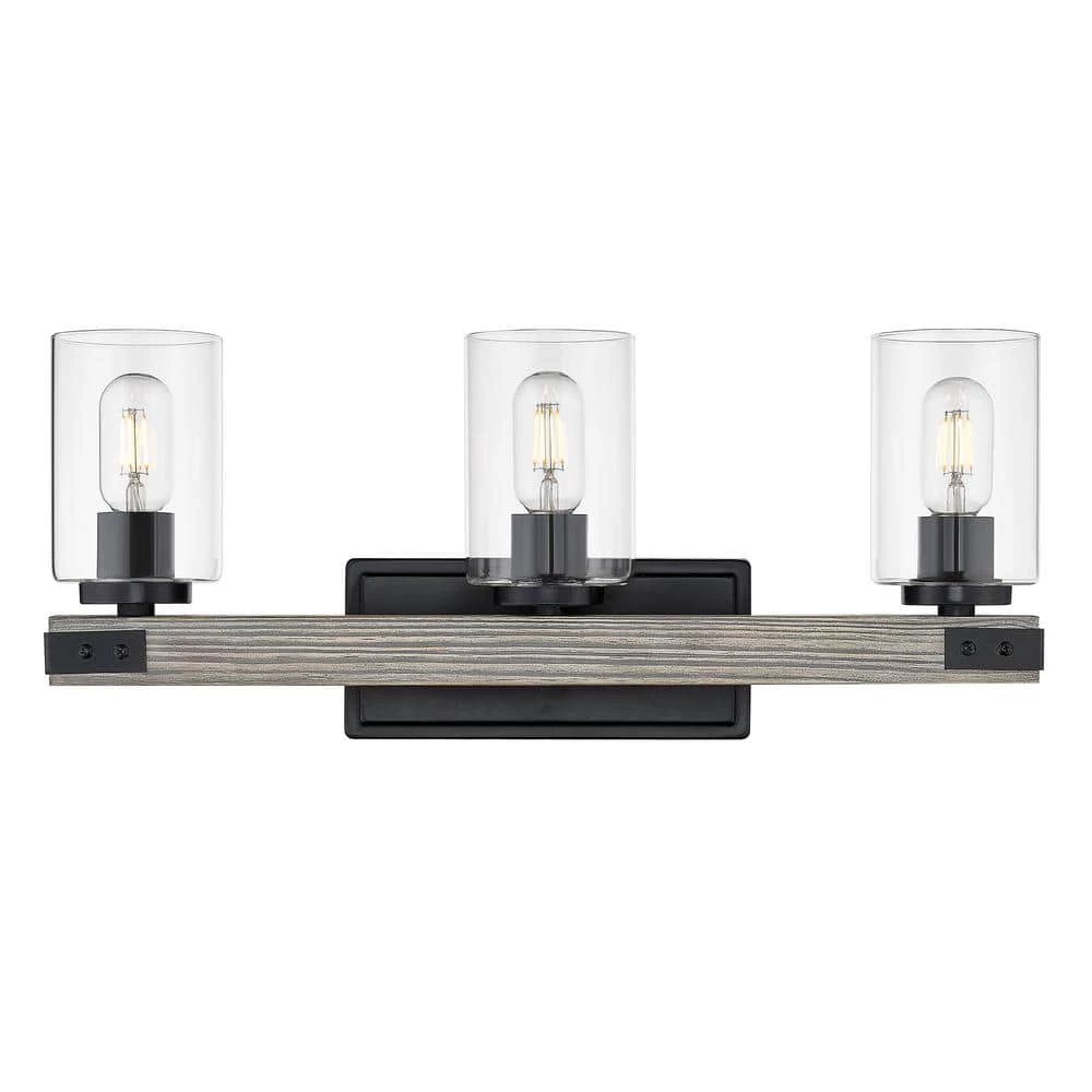 Lowell 10 in. 3-Light Matte Black Vanity Light by Golden Lighting 3 Lowell 10 in. 3-Light Matte Black Vanity Light by Golden Lighting