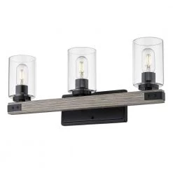 Lowell 10 in. 3-Light Matte Black Vanity Light by Golden Lighting 8 Lowell 10 in. 3-Light Matte Black Vanity Light by Golden Lighting -Golden Lighting Shop matte black golden lighting vanity lighting 7808 ba3 blk clr c3 1000