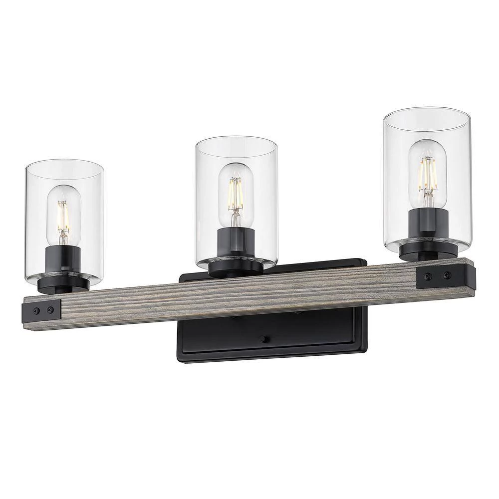 Lowell 10 in. 3-Light Matte Black Vanity Light by Golden Lighting 5 Lowell 10 in. 3-Light Matte Black Vanity Light by Golden Lighting - Image 3
