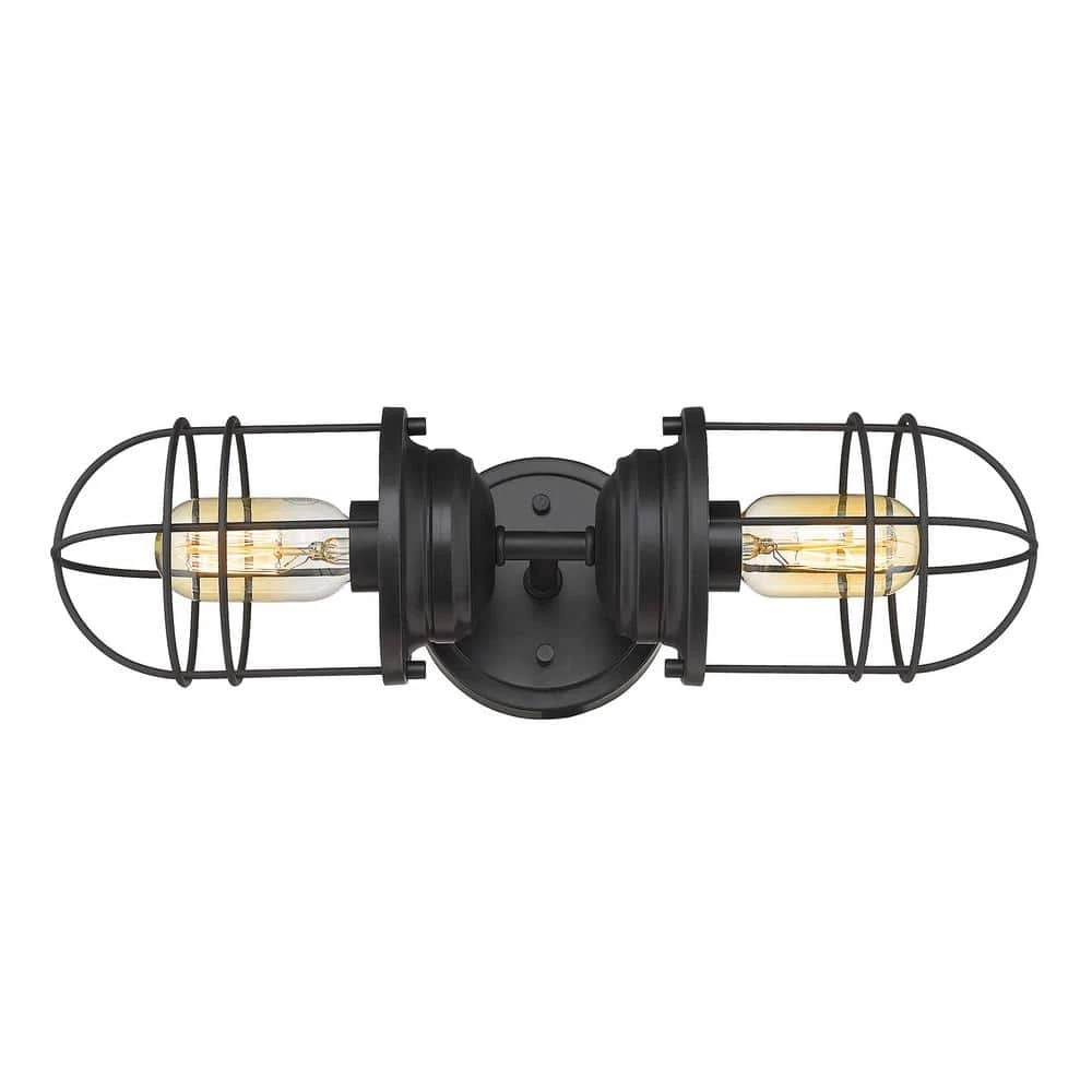 Seaport 4.625 in. 2-Light Matte Black Sconce by Golden Lighting 3 Seaport 4.625 in. 2-Light Matte Black Sconce by Golden Lighting