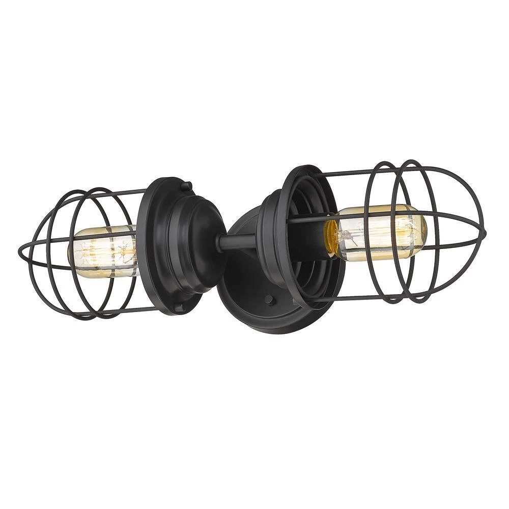 Seaport 4.625 in. 2-Light Matte Black Sconce by Golden Lighting 4 Seaport 4.625 in. 2-Light Matte Black Sconce by Golden Lighting - Image 2