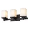 Maddox 3-Light Matte Black Vanity Light with Opal Shade by Golden Lighting