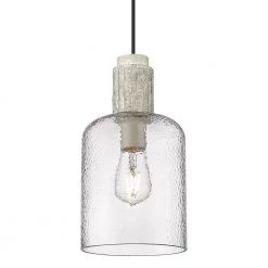 Pedra 1-Light Matte Black Hammered Clear Glass Crystal Small Pendant Light by Golden Lighting