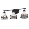Locklyn 9.5 in. 3-Light Matte Black Vanity Light with Matte White Shades by Golden Lighting -Golden Lighting Shop matte black matte white shade golden lighting vanity lighting 1109 ba3 blk wht 64 1000