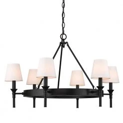 Edinburgh 6-Light Matte Black Modern White Shade Chandelier by Golden Lighting 12 Edinburgh 6-Light Matte Black Modern White Shade Chandelier by Golden Lighting -Golden Lighting Shop matte black modern white shade golden lighting chandeliers 1020 6 blk mws 1f 1000