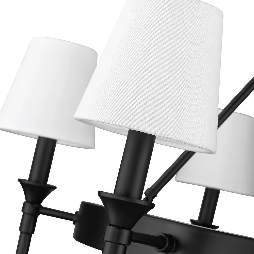 Edinburgh 6-Light Matte Black Modern White Shade Chandelier by Golden Lighting 7 Edinburgh 6-Light Matte Black Modern White Shade Chandelier by Golden Lighting - Image 5