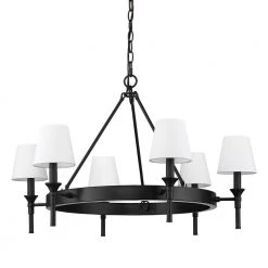 Edinburgh 6-Light Matte Black Modern White Shade Chandelier by Golden Lighting 11 Edinburgh 6-Light Matte Black Modern White Shade Chandelier by Golden Lighting -Golden Lighting Shop matte black modern white shade golden lighting chandeliers 1020 6 blk mws 4f 1000