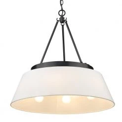 Penn 6-Light Matte Black Modern White Shade Chandelier by Golden Lighting -Golden Lighting Shop matte black modern white shade golden lighting chandeliers 3189 6 blk mws 1f 1000