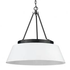 Penn 6-Light Matte Black Modern White Shade Chandelier by Golden Lighting -Golden Lighting Shop matte black modern white shade golden lighting chandeliers 3189 6 blk mws 4f 1000